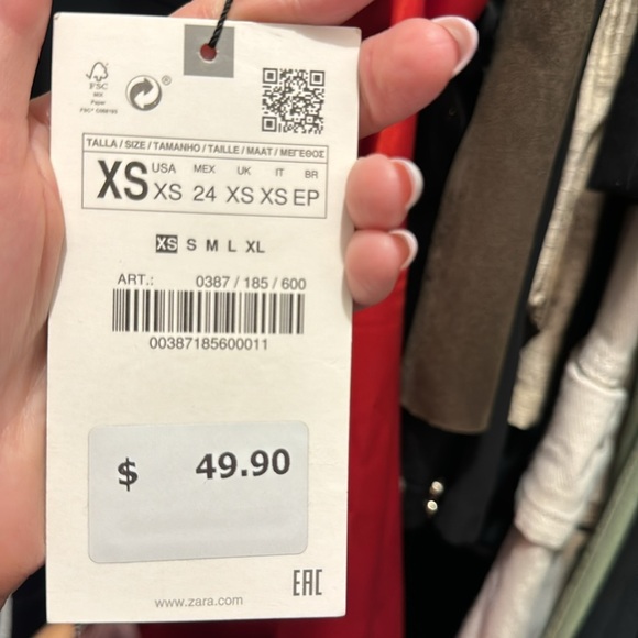 NWT Zara red Satin Holiday Dress - Picture 4 of 4